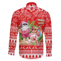 Personalised Hawaii Mele Kalikimaka Family Matching Short Sleeve Bodycon Dress and Hawaiian Shirt Santa Beach Merry Christmas LT9 - Polynesian Pride