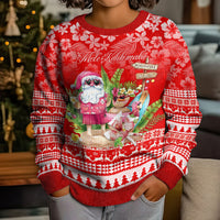 Personalised Hawaii Mele Kalikimaka Kid Ugly Christmas Sweater Santa Beach Merry Christmas LT9 - Polynesian Pride