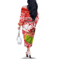 Hawaii Mele Kalikimaka Family Matching Off Shoulder Long Sleeve Dress and Hawaiian Shirt Santa Claus and Hula Dancing Merry Christmas LT9 - Polynesian Pride