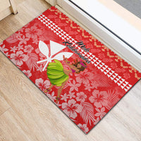 Hawaii Mele Kalikimaka Rubber Doormat Santa Claus and Hula Dancing Merry Christmas LT9 - Polynesian Pride