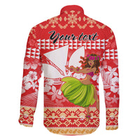 Personalised Hawaii Mele Kalikimaka Family Matching Off Shoulder Long Sleeve Dress and Hawaiian Shirt Santa Claus and Hula Dancing Merry Christmas LT9 - Polynesian Pride