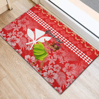 Personalised Hawaii Mele Kalikimaka Rubber Doormat Santa Claus and Hula Dancing Merry Christmas LT9 - Polynesian Pride