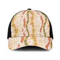 Hawaiian Ohia Lehua Lei Baseball Net Cap Plaid Palaka Ahiehie Pattern LT9 One Size Black Beige - Polynesian Pride