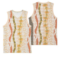 Hawaiian Ohia Lehua Lei Basketball Jersey Plaid Palaka Ahiehie Pattern - Polynesian Pride