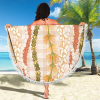 Hawaiian Ohia Lehua Lei Beach Blanket Plaid Palaka Ahiehie Pattern - Polynesian Pride