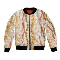 Hawaiian Ohia Lehua Lei Bomber Jacket Plaid Palaka Ahiehie Pattern - Polynesian Pride