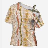 Hawaiian Ohia Lehua Lei Cross Shoulder Shirt Plaid Palaka Ahiehie Pattern - Polynesian Pride