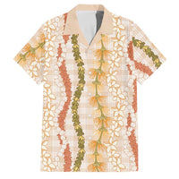 Hawaiian Ohia Lehua Lei Family Matching Long Sleeve Bodycon Dress and Hawaiian Shirt Plaid Palaka Ahiehie Pattern LT9 Dad's Shirt - Short Sleeve Beige - Polynesian Pride