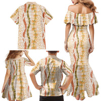 Hawaiian Ohia Lehua Lei Family Matching Mermaid Dress and Hawaiian Shirt Plaid Palaka Ahiehie Pattern LT9 - Polynesian Pride