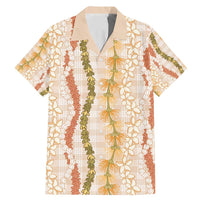 Hawaiian Ohia Lehua Lei Family Matching Mermaid Dress and Hawaiian Shirt Plaid Palaka Ahiehie Pattern LT9 Dad's Shirt - Short Sleeve Beige - Polynesian Pride