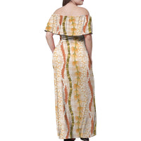 Hawaiian Ohia Lehua Lei Family Matching Off Shoulder Maxi Dress and Hawaiian Shirt Plaid Palaka Ahiehie Pattern - Polynesian Pride