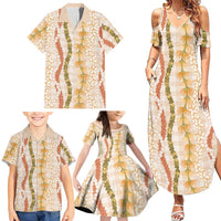 Hawaiian Ohia Lehua Lei Family Matching Summer Maxi Dress and Hawaiian Shirt Plaid Palaka Ahiehie Pattern LT9 - Polynesian Pride