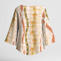 Hawaiian Ohia Lehua Lei Kimono Sleeve Blouse Plaid Palaka Ahiehie Pattern - Polynesian Pride