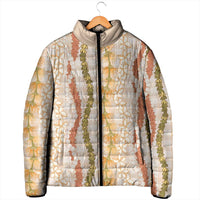 Hawaiian Ohia Lehua Lei Padded Jacket Plaid Palaka Ahiehie Pattern - Polynesian Pride