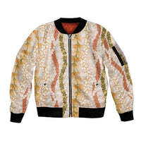 Hawaiian Ohia Lehua Lei Sleeve Zip Bomber Jacket Plaid Palaka Ahiehie Pattern - Polynesian Pride