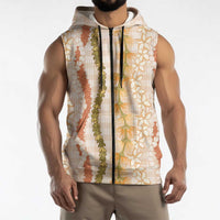 Hawaiian Ohia Lehua Lei Sleeveless Zip Hoodie Plaid Palaka Ahiehie Pattern - Polynesian Pride