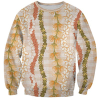 Hawaiian Ohia Lehua Lei Sweatshirt Plaid Palaka Ahiehie Pattern - Polynesian Pride