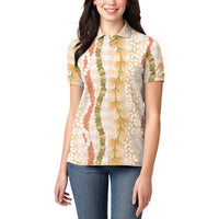Hawaiian Ohia Lehua Lei Women Polo Shirt Plaid Palaka Ahiehie Pattern LT9 - Polynesian Pride