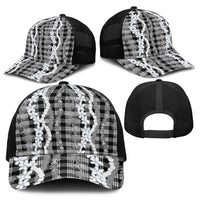 Hawaiian Ohia Lehua Lei Baseball Net Cap Plaid Palaka Eleele Pattern LT9 - Polynesian Pride