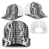 Hawaiian Ohia Lehua Lei Baseball Net Cap Plaid Palaka Eleele Pattern LT9 - Polynesian Pride