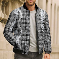 Hawaiian Ohia Lehua Lei Bomber Puffer Jacket Plaid Palaka Eleele Pattern - Polynesian Pride