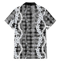Hawaiian Ohia Lehua Lei Family Matching Long Sleeve Bodycon Dress and Hawaiian Shirt Plaid Palaka Eleele Pattern - Polynesian Pride