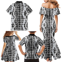 Hawaiian Ohia Lehua Lei Family Matching Mermaid Dress and Hawaiian Shirt Plaid Palaka Eleele Pattern LT9 - Polynesian Pride