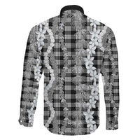Hawaiian Ohia Lehua Lei Family Matching Off Shoulder Short Dress and Hawaiian Shirt Plaid Palaka Eleele Pattern LT9 - Polynesian Pride