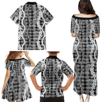 Hawaiian Ohia Lehua Lei Family Matching Puletasi and Hawaiian Shirt Plaid Palaka Eleele Pattern LT9 - Polynesian Pride