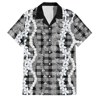 Hawaiian Ohia Lehua Lei Family Matching Puletasi and Hawaiian Shirt Plaid Palaka Eleele Pattern LT9 Dad's Shirt - Short Sleeve Black - Polynesian Pride