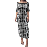 Hawaiian Ohia Lehua Lei Family Matching Puletasi and Hawaiian Shirt Plaid Palaka Eleele Pattern - Polynesian Pride