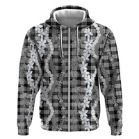 Hawaiian Ohia Lehua Lei Hoodie Plaid Palaka Eleele Pattern - Polynesian Pride