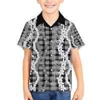 Hawaiian Ohia Lehua Lei Kid Hawaiian Shirt Plaid Palaka Eleele Pattern - Polynesian Pride