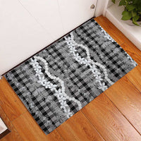 Hawaiian Ohia Lehua Lei Rubber Doormat Plaid Palaka Eleele Pattern - Polynesian Pride