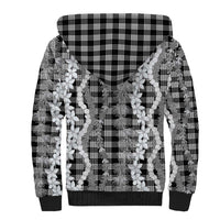Hawaiian Ohia Lehua Lei Sherpa Hoodie Plaid Palaka Eleele Pattern - Polynesian Pride