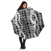 Hawaiian Ohia Lehua Lei Umbrella Plaid Palaka Eleele Pattern - Polynesian Pride