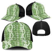 Hawaiian Ohia Lehua Lei Baseball Net Cap Plaid Palaka Omaomao Pattern LT9 - Polynesian Pride