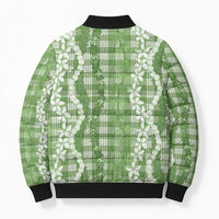 Hawaiian Ohia Lehua Lei Bomber Puffer Jacket Plaid Palaka Omaomao Pattern - Polynesian Pride