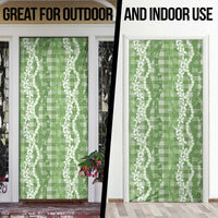 Hawaiian Ohia Lehua Lei Door Cover Plaid Palaka Omaomao Pattern - Polynesian Pride