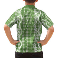 Hawaiian Ohia Lehua Lei Family Matching Off The Shoulder Long Sleeve Dress and Hawaiian Shirt Plaid Palaka Omaomao Pattern LT9 - Polynesian Pride