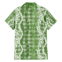 Hawaiian Ohia Lehua Lei Family Matching Off The Shoulder Long Sleeve Dress and Hawaiian Shirt Plaid Palaka Omaomao Pattern LT9 - Polynesian Pride