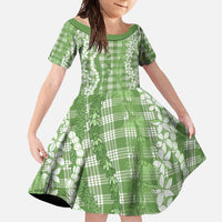 Hawaiian Ohia Lehua Lei Family Matching Off Shoulder Maxi Dress and Hawaiian Shirt Plaid Palaka Omaomao Pattern - Polynesian Pride