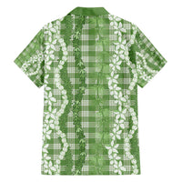 Hawaiian Ohia Lehua Lei Family Matching Off Shoulder Maxi Dress and Hawaiian Shirt Plaid Palaka Omaomao Pattern - Polynesian Pride