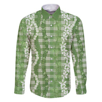 Hawaiian Ohia Lehua Lei Family Matching Puletasi and Hawaiian Shirt Plaid Palaka Omaomao Pattern - Polynesian Pride