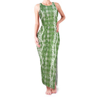 Hawaiian Ohia Lehua Lei Family Matching Tank Maxi Dress and Hawaiian Shirt Plaid Palaka Omaomao Pattern - Polynesian Pride