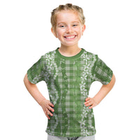 Hawaiian Ohia Lehua Lei Kid T Shirt Plaid Palaka Omaomao Pattern - Polynesian Pride