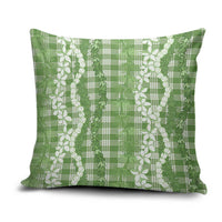 Hawaiian Ohia Lehua Lei Pillow Cover Plaid Palaka Omaomao Pattern - Polynesian Pride