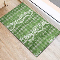 Hawaiian Ohia Lehua Lei Rubber Doormat Plaid Palaka Omaomao Pattern - Polynesian Pride