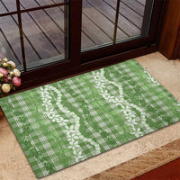 Hawaiian Ohia Lehua Lei Rubber Doormat Plaid Palaka Omaomao Pattern - Polynesian Pride