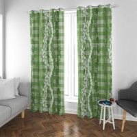 Hawaiian Ohia Lehua Lei Window Curtain Plaid Palaka Omaomao Pattern - Polynesian Pride